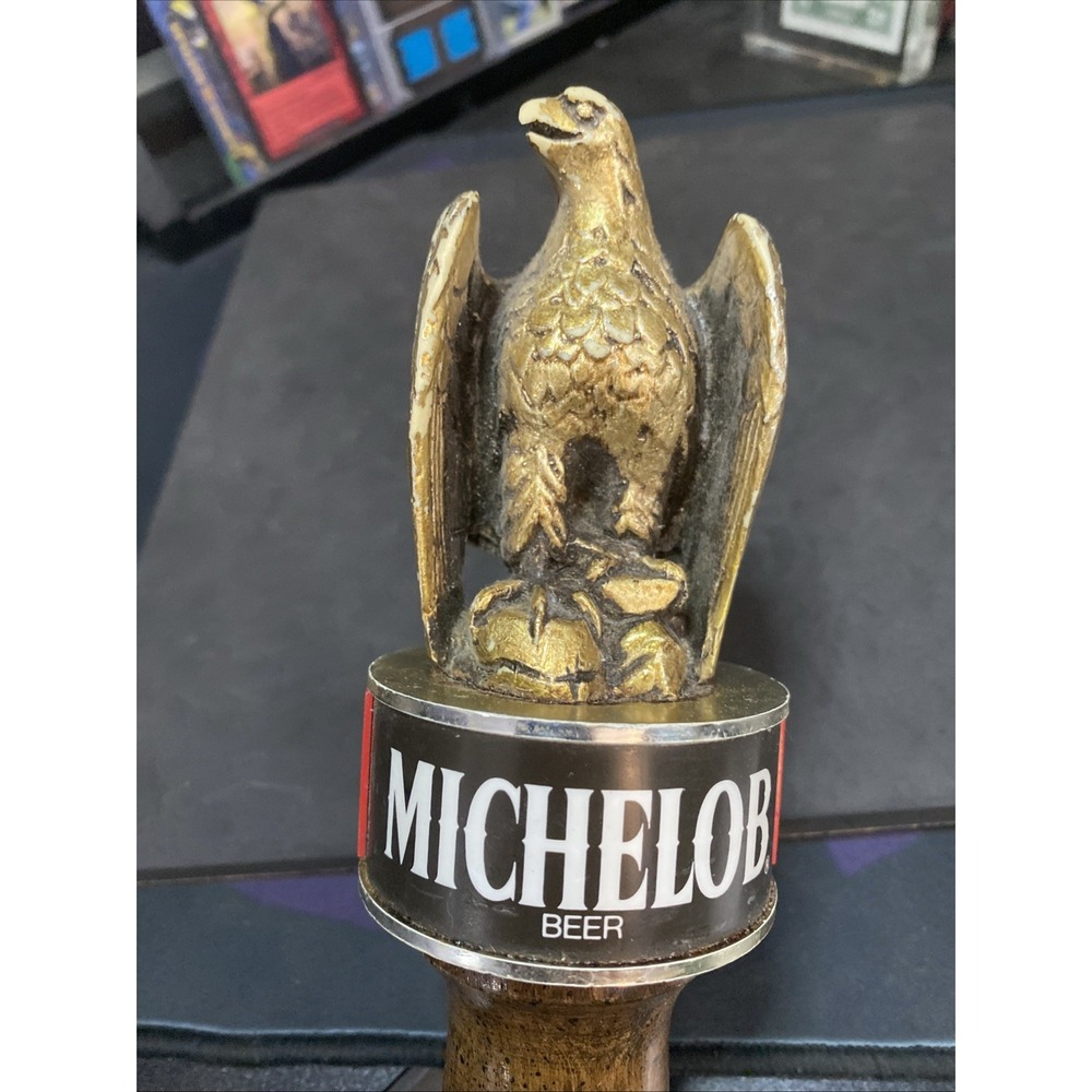 VINTAGE MICHELOB WOODED WOOD EAGLE DRAFT BEER TAP BAR TOPPER 16" A2